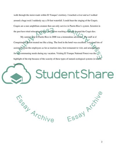 My Experiences during Last Years Summertime Vacation in Puerto Rico