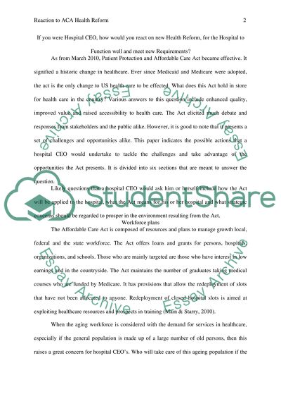 What kind of adjusmnets hospital CEO must make to meet helath reform ( ACA) requirements