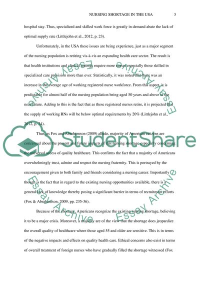 United States (US) NURSING SHORTAGE