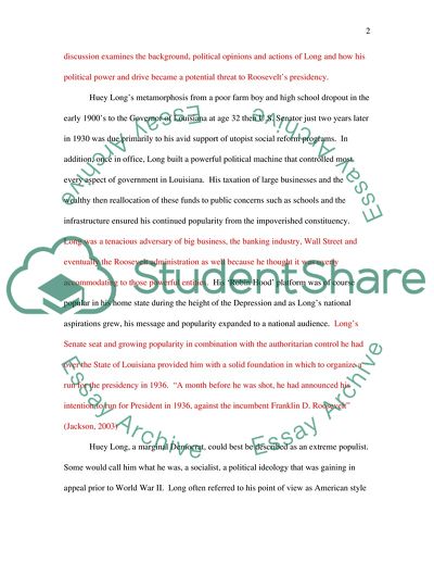 The Place of Huey Long in the 1936 United States Presidential Election