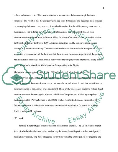 Saving in Aircraft Maintenance Cost