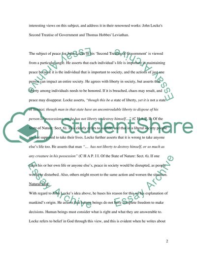 Peace According to John Locke and Thomas Hobbes