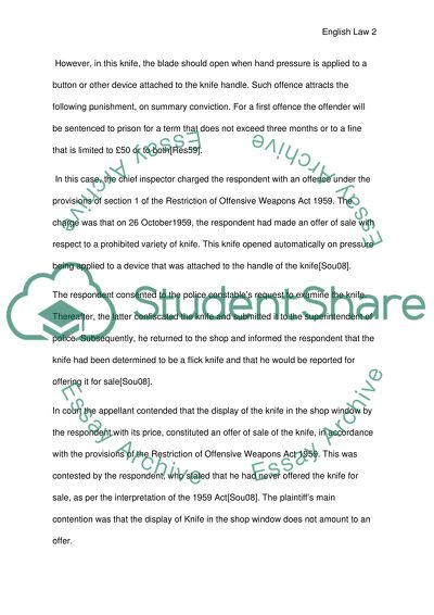 Offer in Contracts: Fisher v Bell