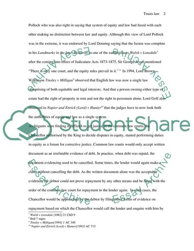 Substantive Fusion and To What Extent There Has Been Substantive Fusion in English Law