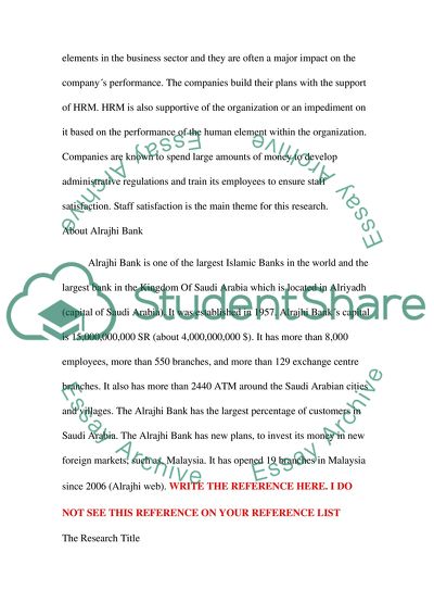 Alrajhi Bank Staff Satisfaction Concerning The HRM In Saudi Arabia