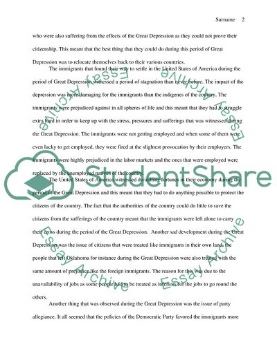 Immigrants and Prejudice during the Great Depression