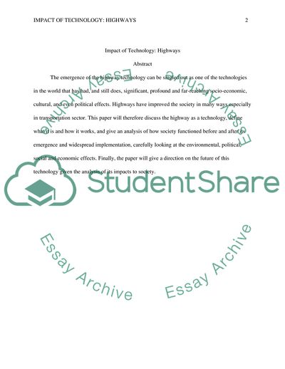 Impact of Technology: Highways