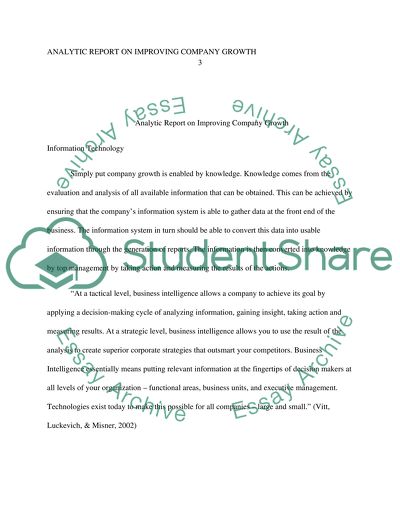 Analytic report on improving company growth