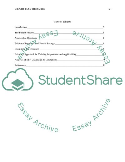 Weight Loss Therapies - an Evidence-Based Practice Approach