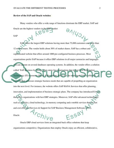 Evaluate the different testing processes
