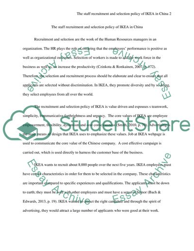 The staff recruitment and selection policy of IKEA in China