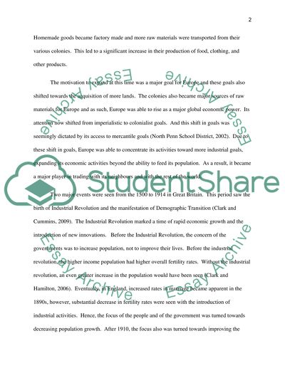 What were the major features of economic change in Europe in the period 1500-1914