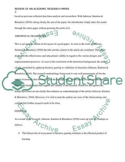 Review of an Academic Research Paper