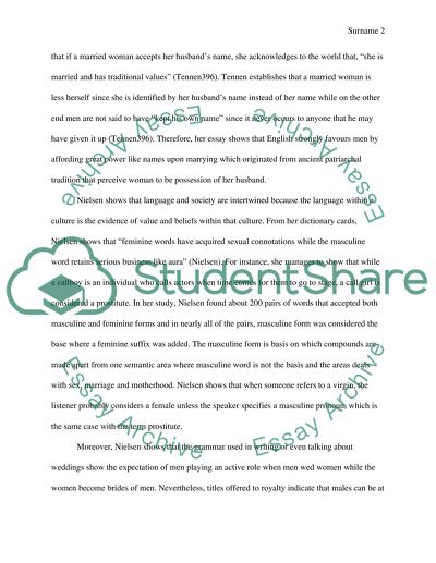 Based on your ideas on Nilsen and Tannen, discuss how language reflects patriarchy (Patriarchy)