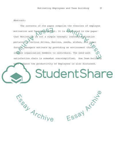 Motivating Employees and Team Building