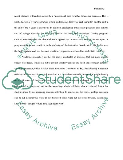 Cutting Cost of College Education