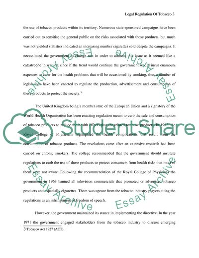 Legal Regulation of Tobacco Advertising to Consumers