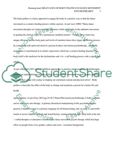 Relevance of Body Politics in Dance Movement Psychotherapy