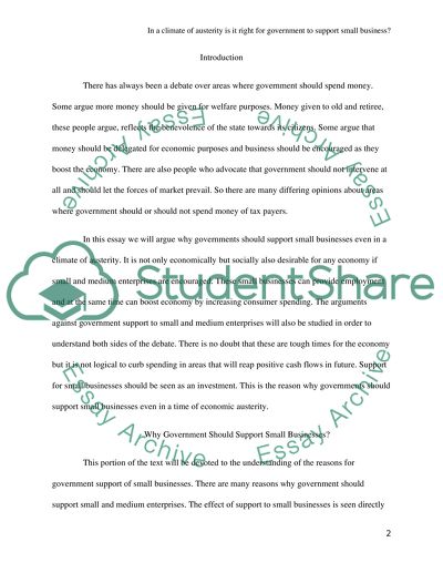 The Climate of Austerity and Small Businesses