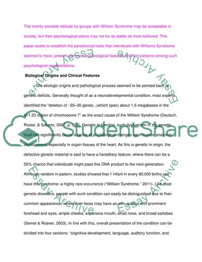 Williams Syndrome in Psychology