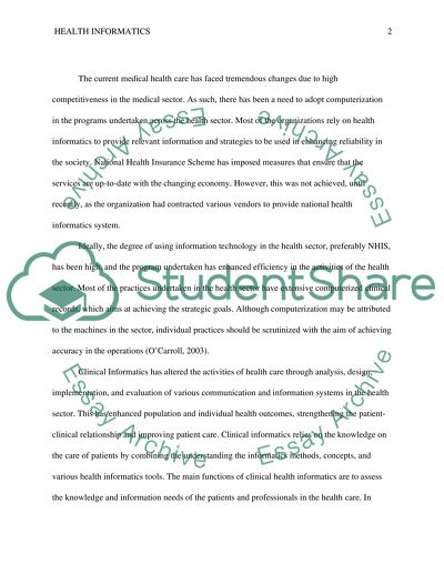 Health Informatics Research Paper