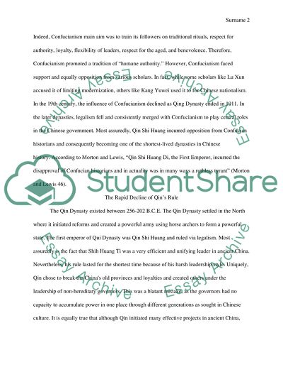 Confucian perspective and critique Qin rule