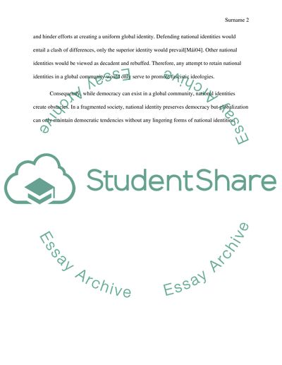 Is the Defense of National Identities a Necessary Condition of Democracy