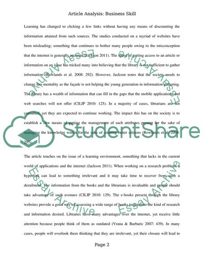 Article Analysis: Business Skill