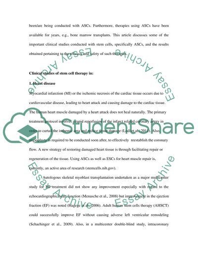 Clinical Studies of Stem Cell Therapy