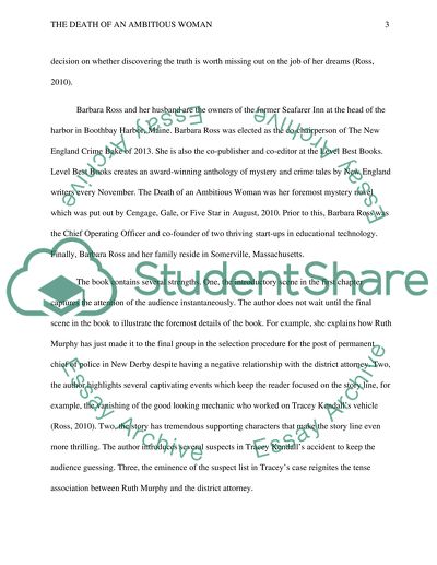 Book Review on : The Death of an Ambitious Woman : by Barbara Ross