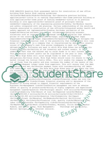 Risk Assessment of a New Office Building
