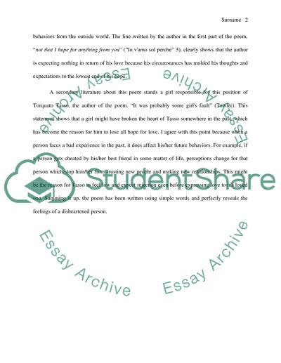 Io vamo sol perche Torquato Tasso