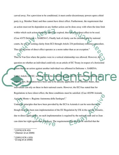 EU Law: Direct Effect, Indirect Effect and State Liability