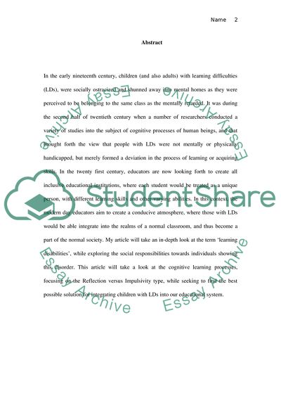 Reflection Versus Impulsivity