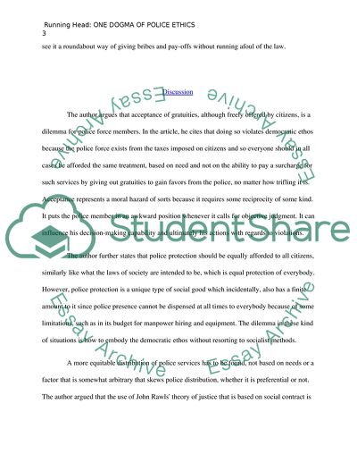 One Dogma of Police Ethics: Gratuities and the Democratic Ethos by Mr. Brandon del Pozo