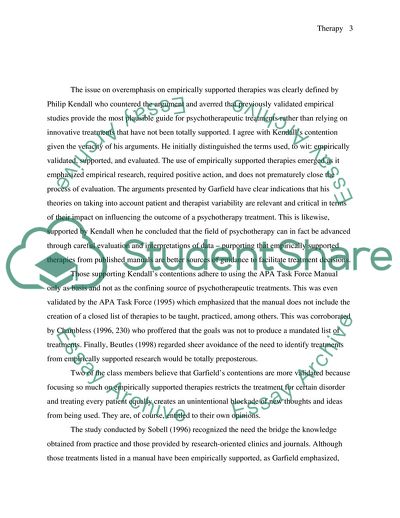 Has Too Much Emphasis Been Placed on Empirically Supported Therapies