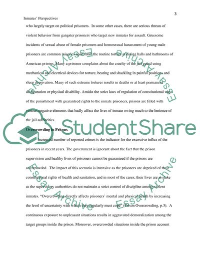 Inmates perspective Law Research Paper