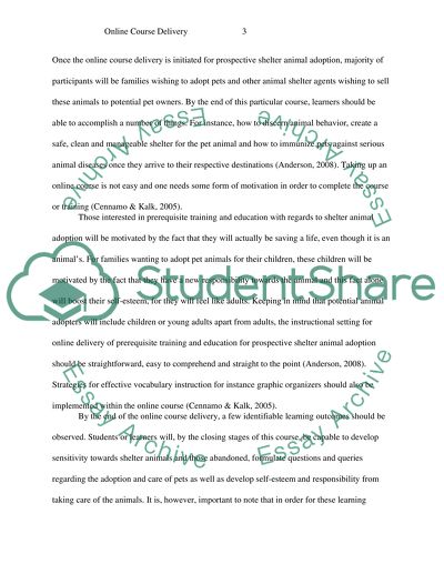 Outline Course Delivery