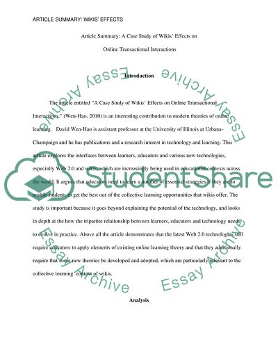 A Case Study of Wikis Effects on Online Transactional Interactions