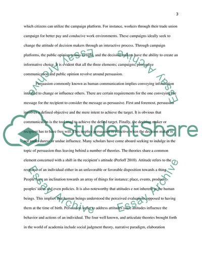 Persuasive Communications, Campaigning and Public Opinion