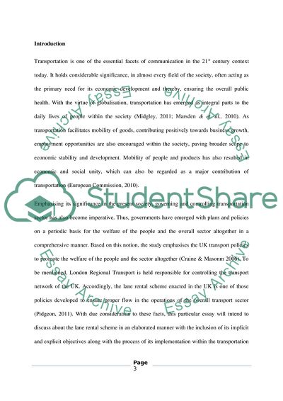 The Lane Rental Scheme in an Elaborated Manner with the Inclusion of its Implicit and Explicit Objectives