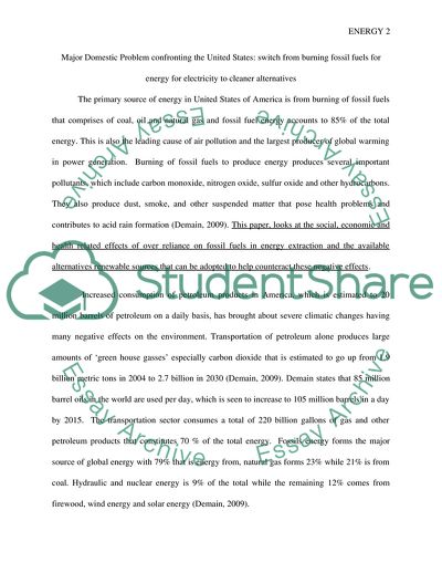 Major Domestic Problem Confronting the United States