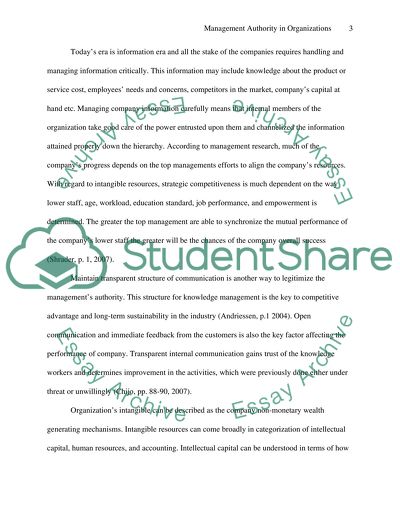 Management Authority in Organizations