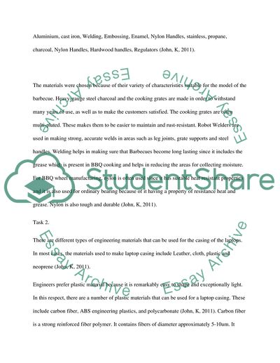 Engineering Materials to be used for Barbecues and Laptop Casing