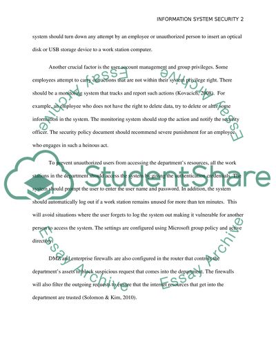 EISA: Evaluating and Meeting the Security Needs