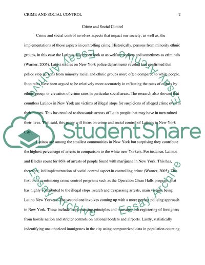 Crime & Social Control of Latino(as) in New York City