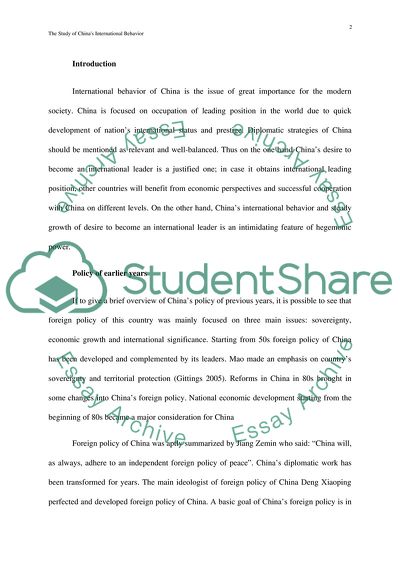 The Study of Chinas International Behavior