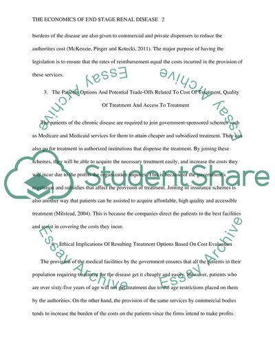 The economics of End Stage Renal Disease