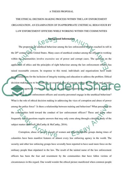 The Ethical Decision-Making Process within the Law Enforcement Organization