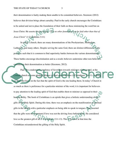 The State of Todays Church Today in Comparison to the Corinth Church
